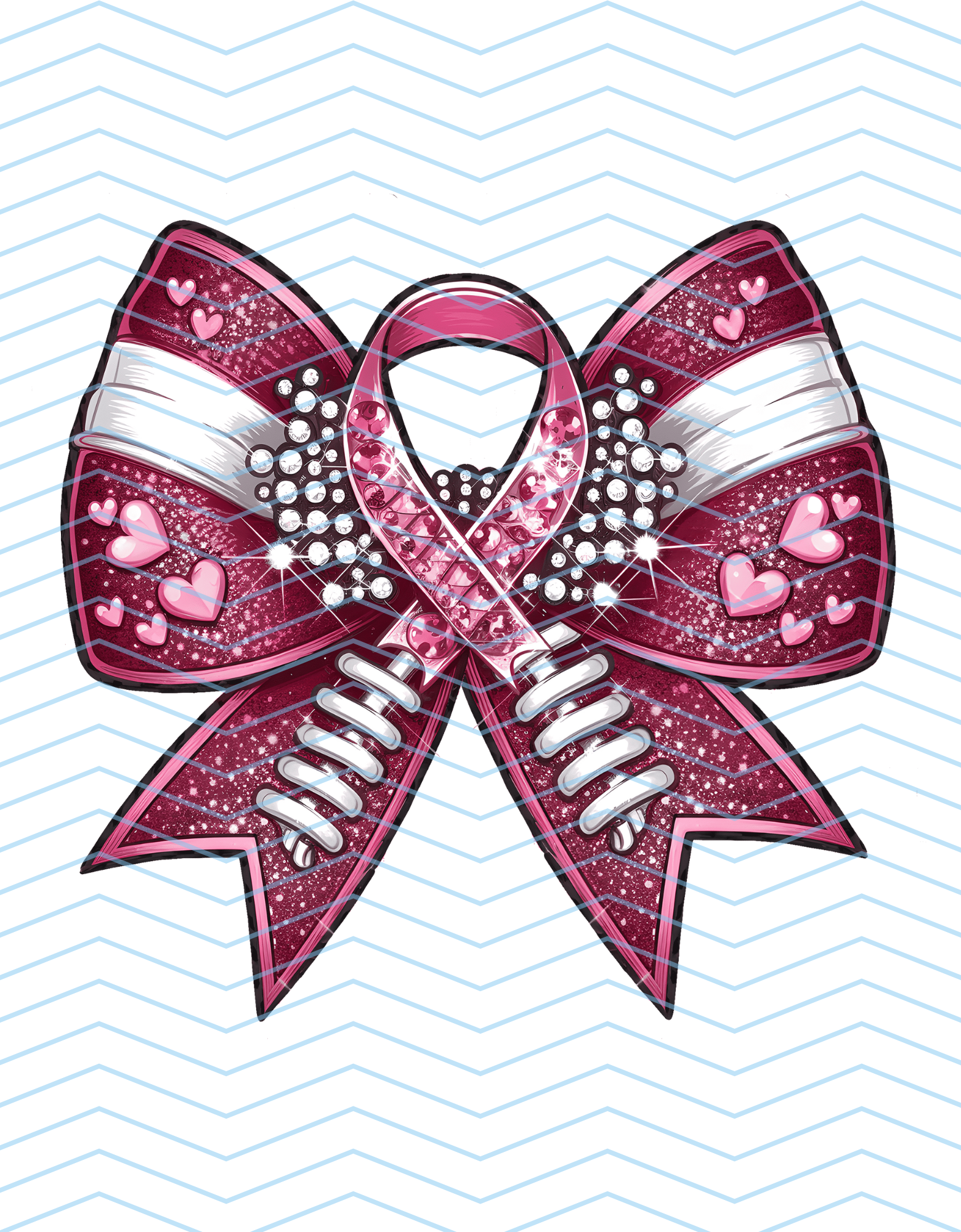 Breast Cancer Awareness Football Glitter Bow