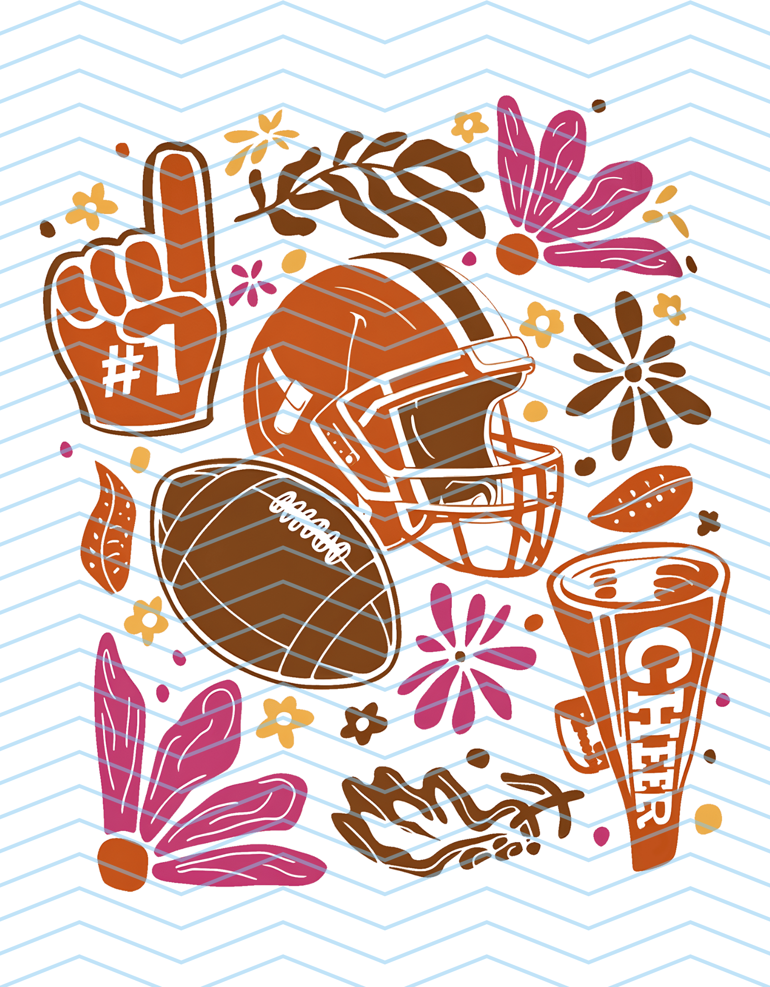 Football and Cheer Floral Square