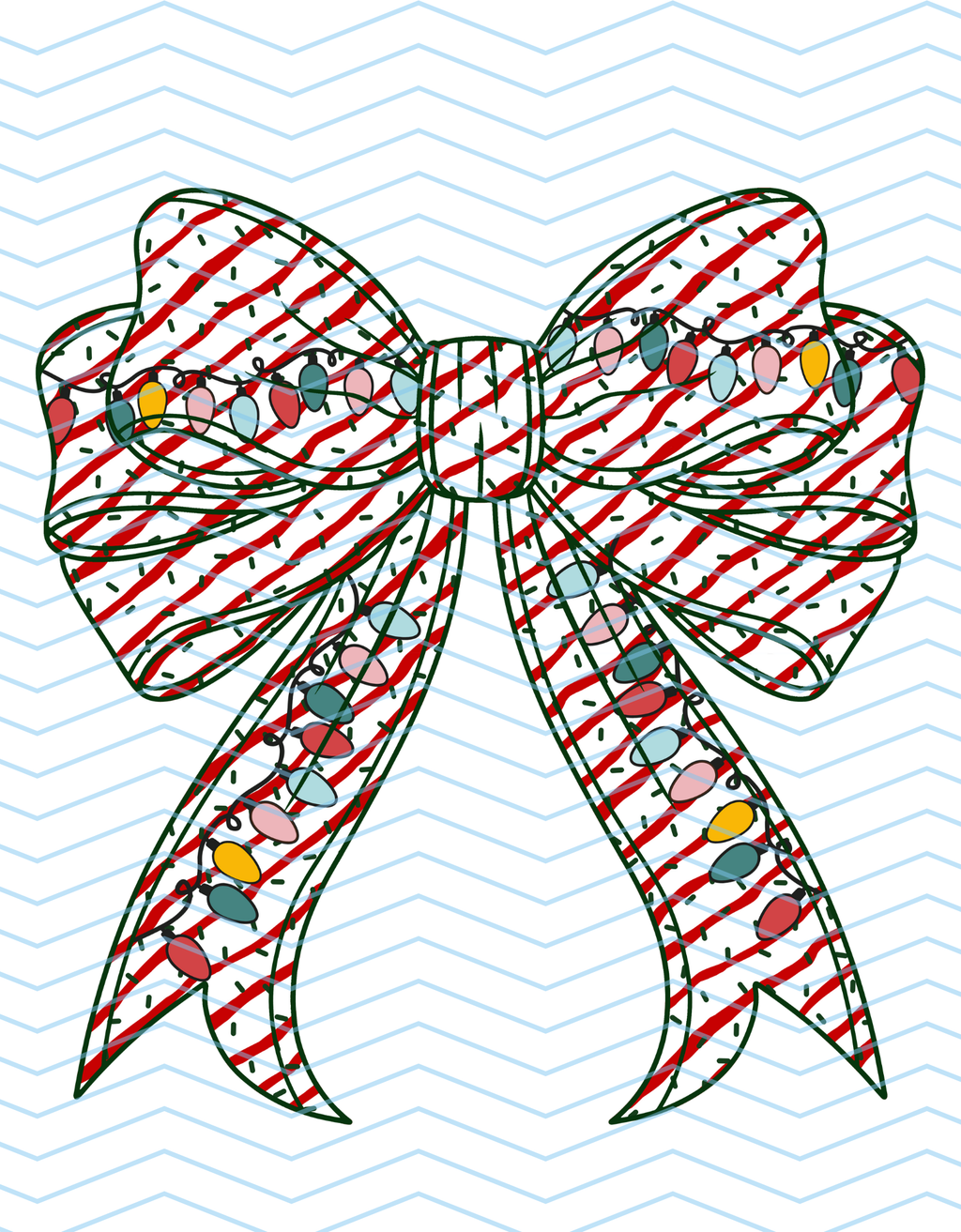 Candy Cane Bow With Lights