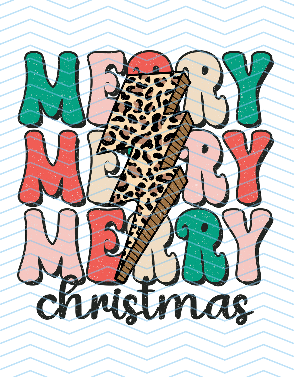 Merry x4 Christmas (Leopard lightening Bolt)