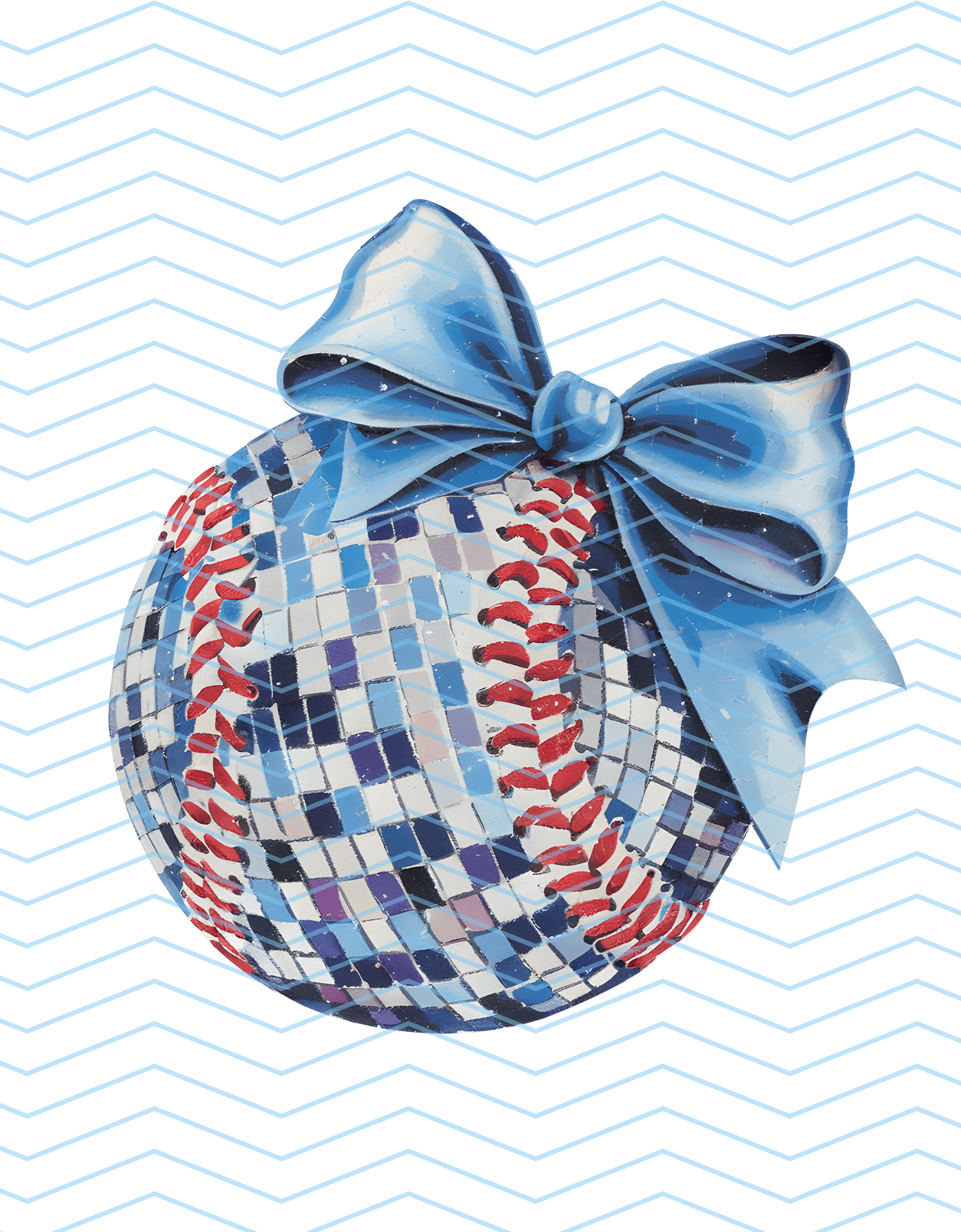 Blue Disco Baseball with Bow
