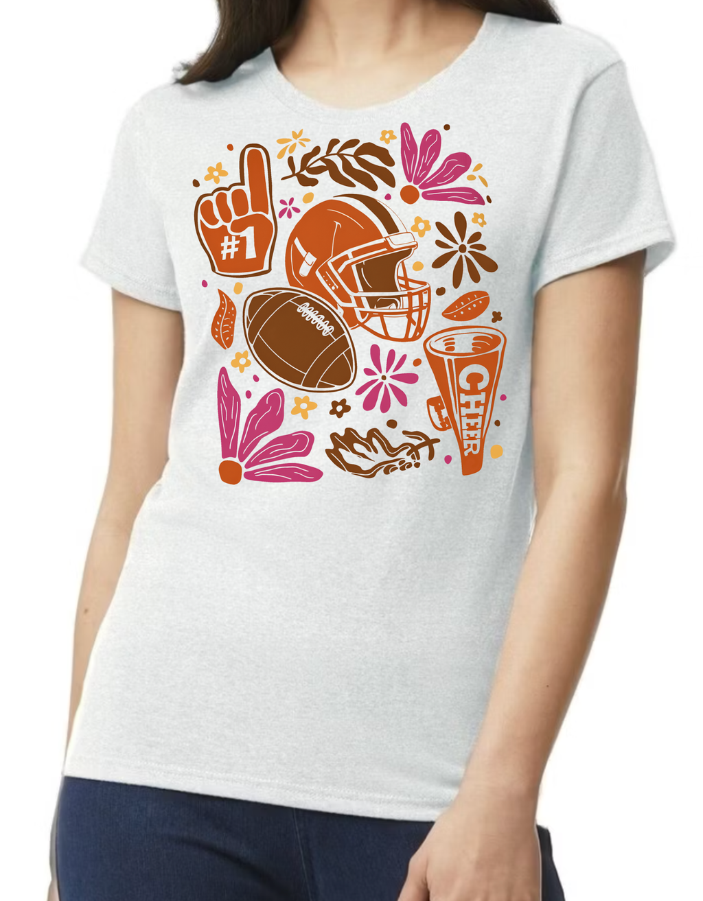 Football and Cheer Floral Square