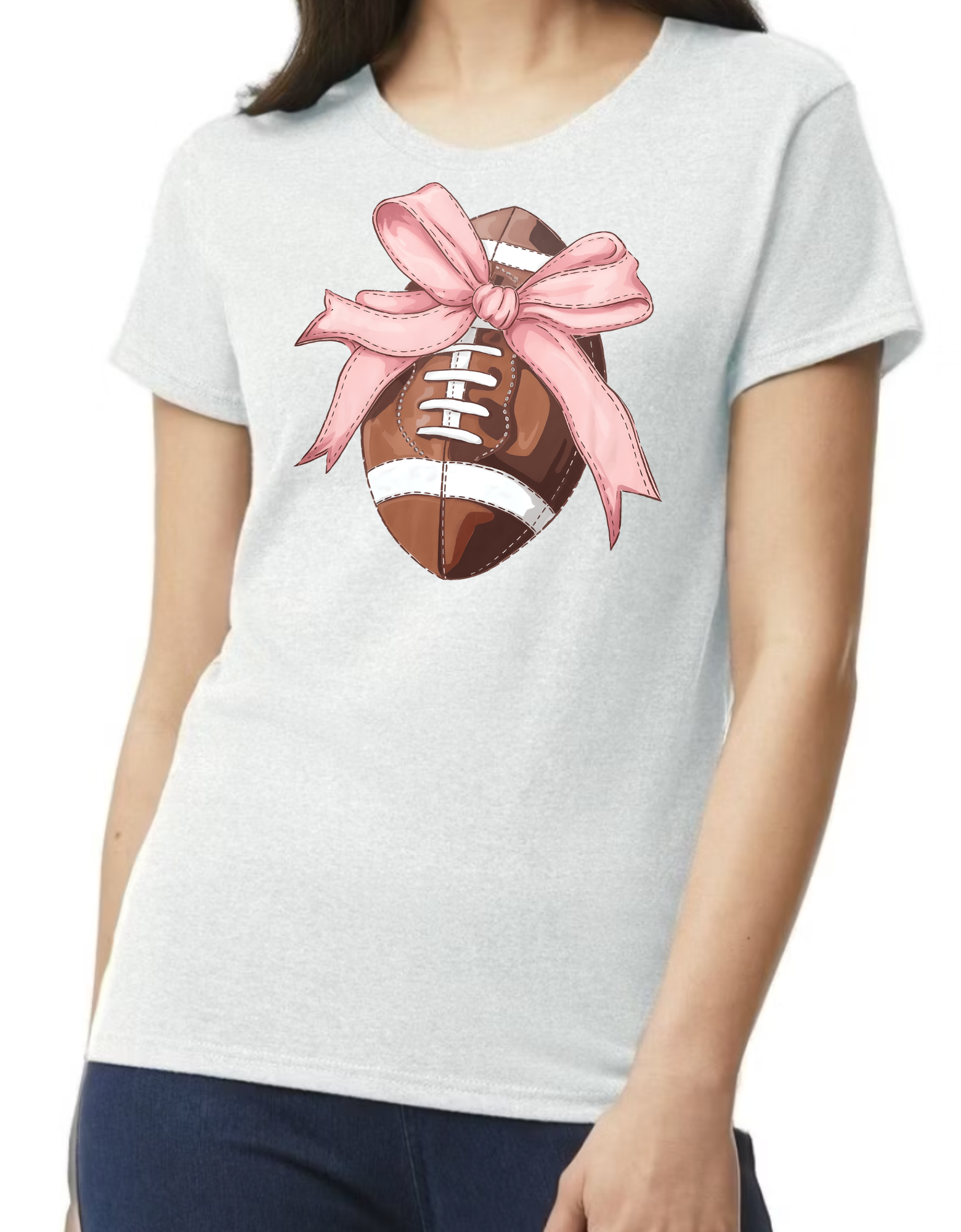 Stitched Football Pink Bow