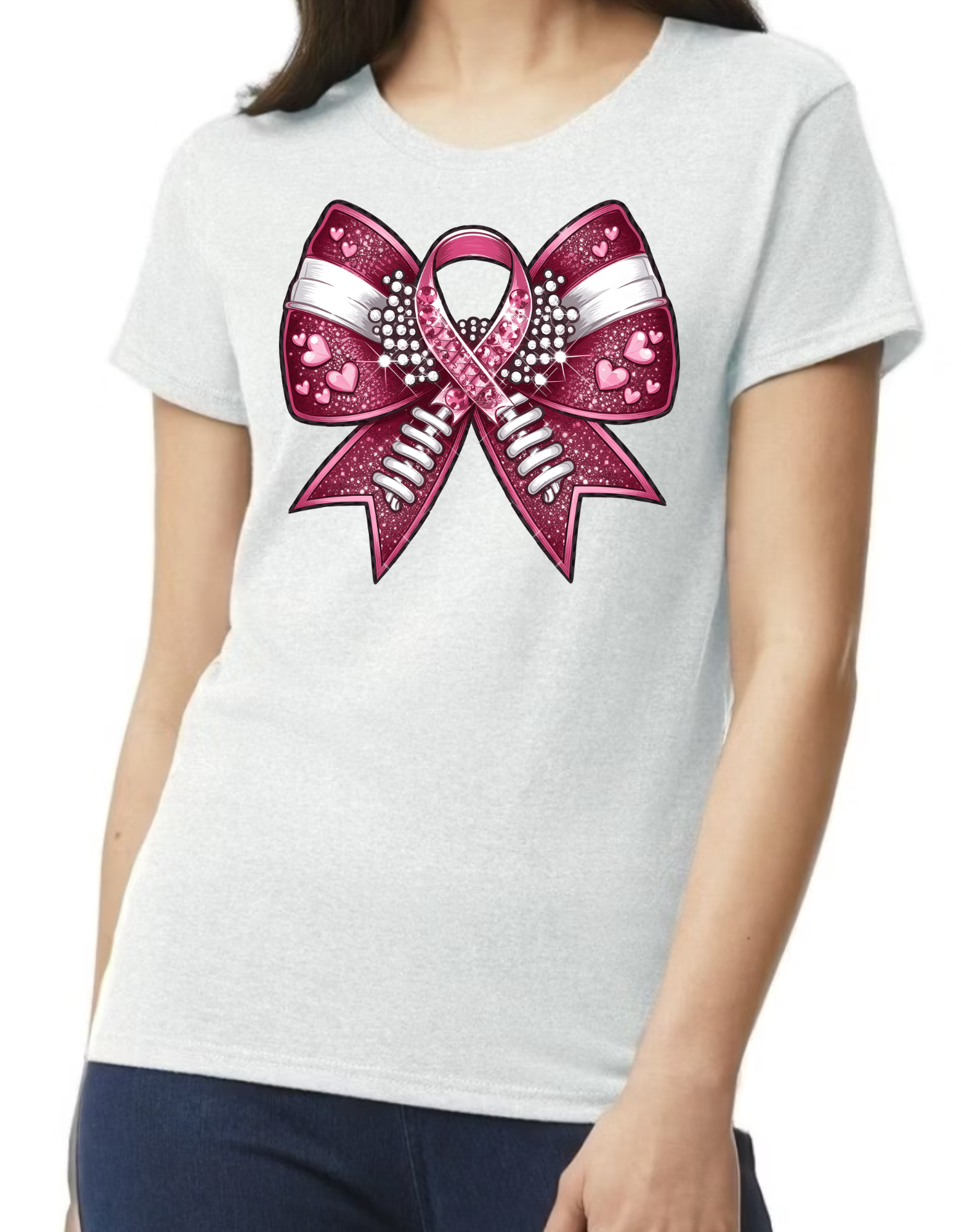 Breast Cancer Awareness Football Glitter Bow