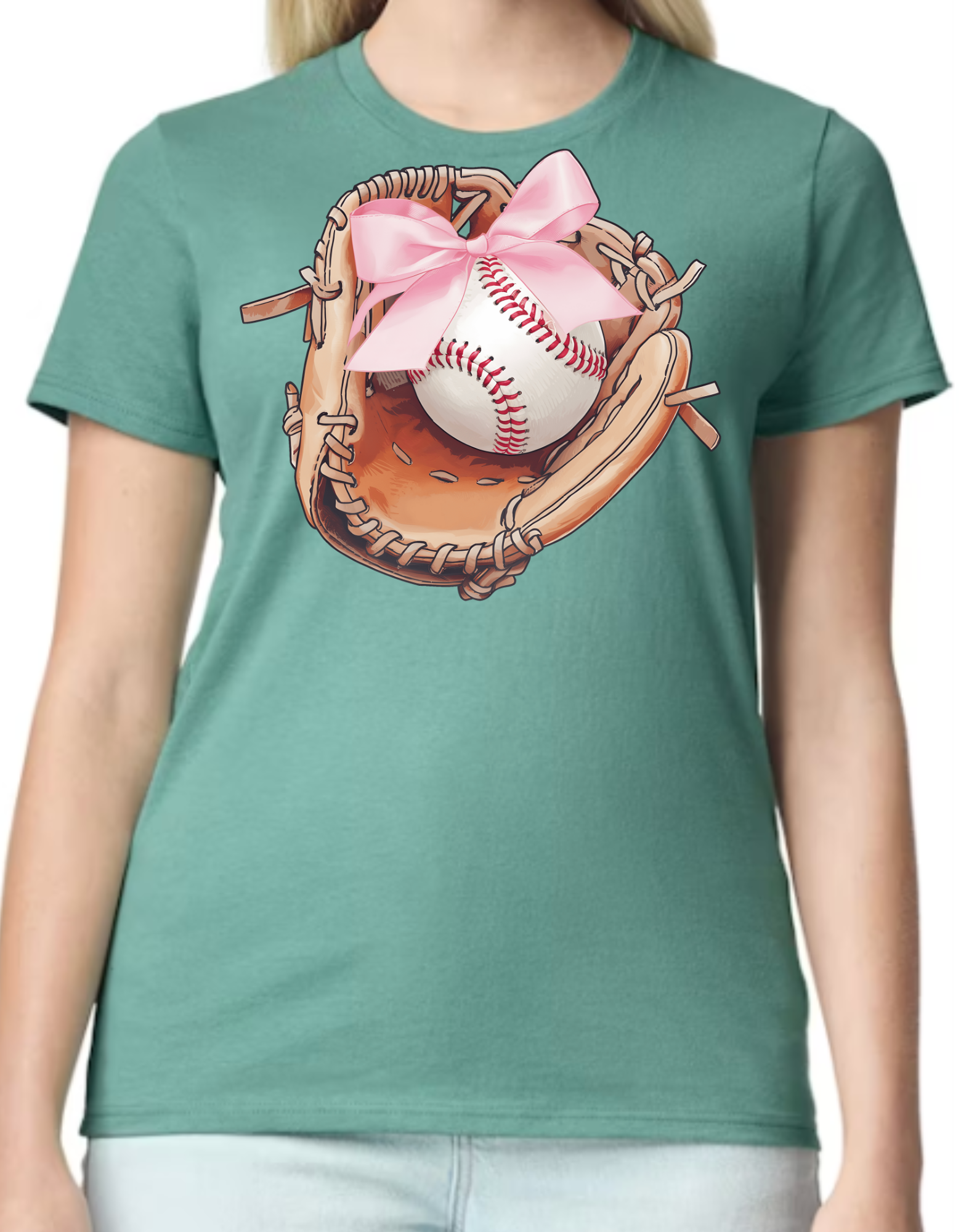 Baseball Glove with Pink Bow