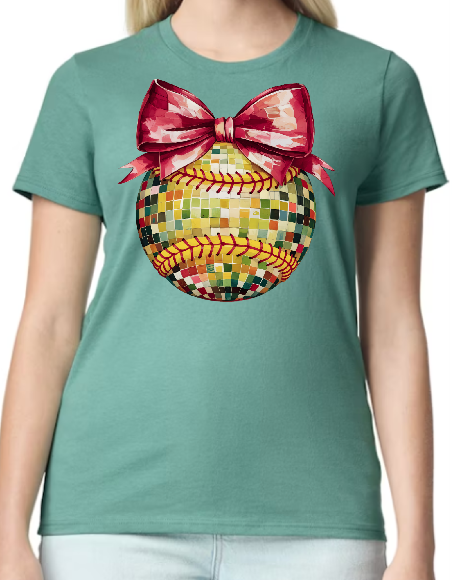 Red Disco Softball with Bow