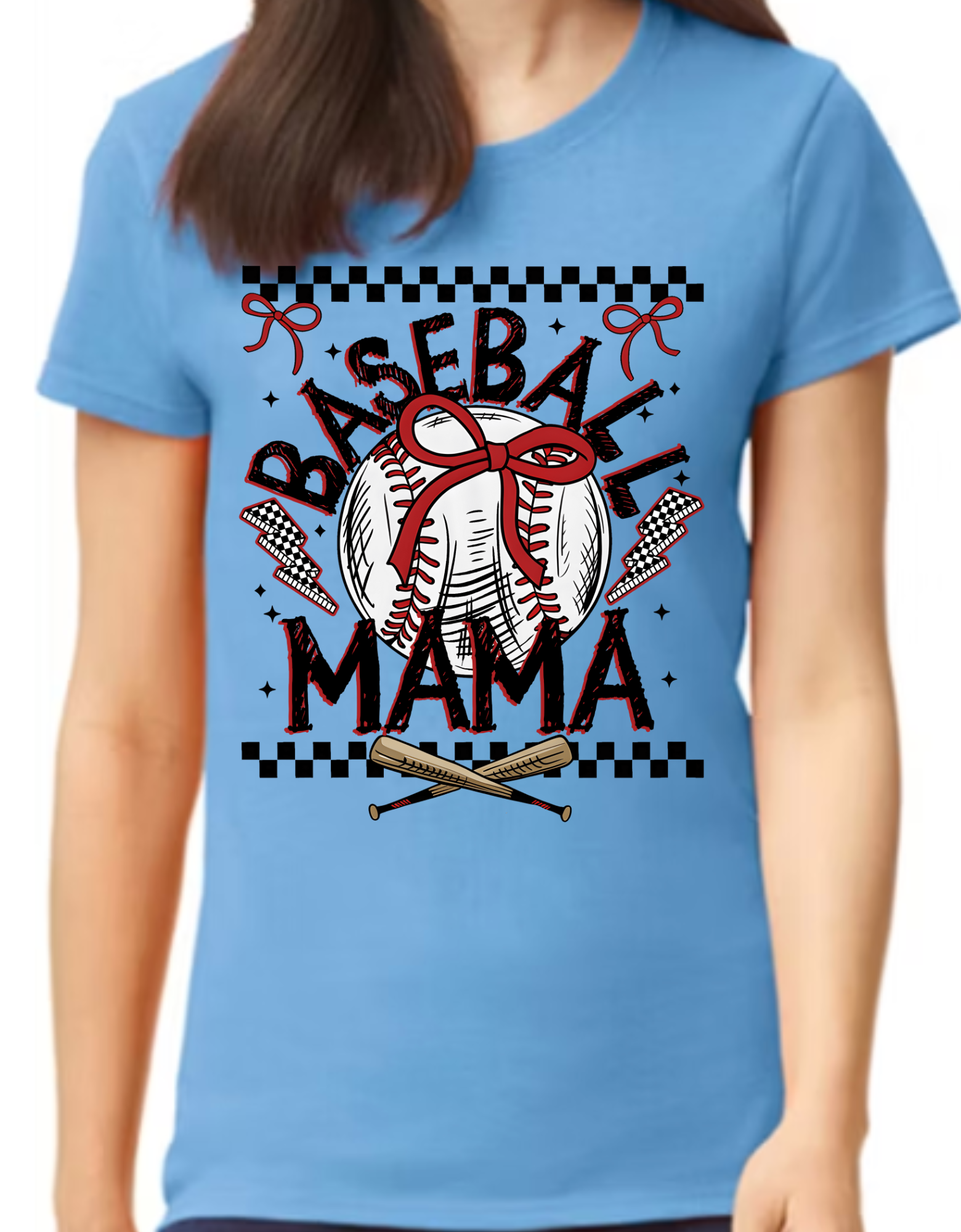 Distressed Baseball Mama Checkers