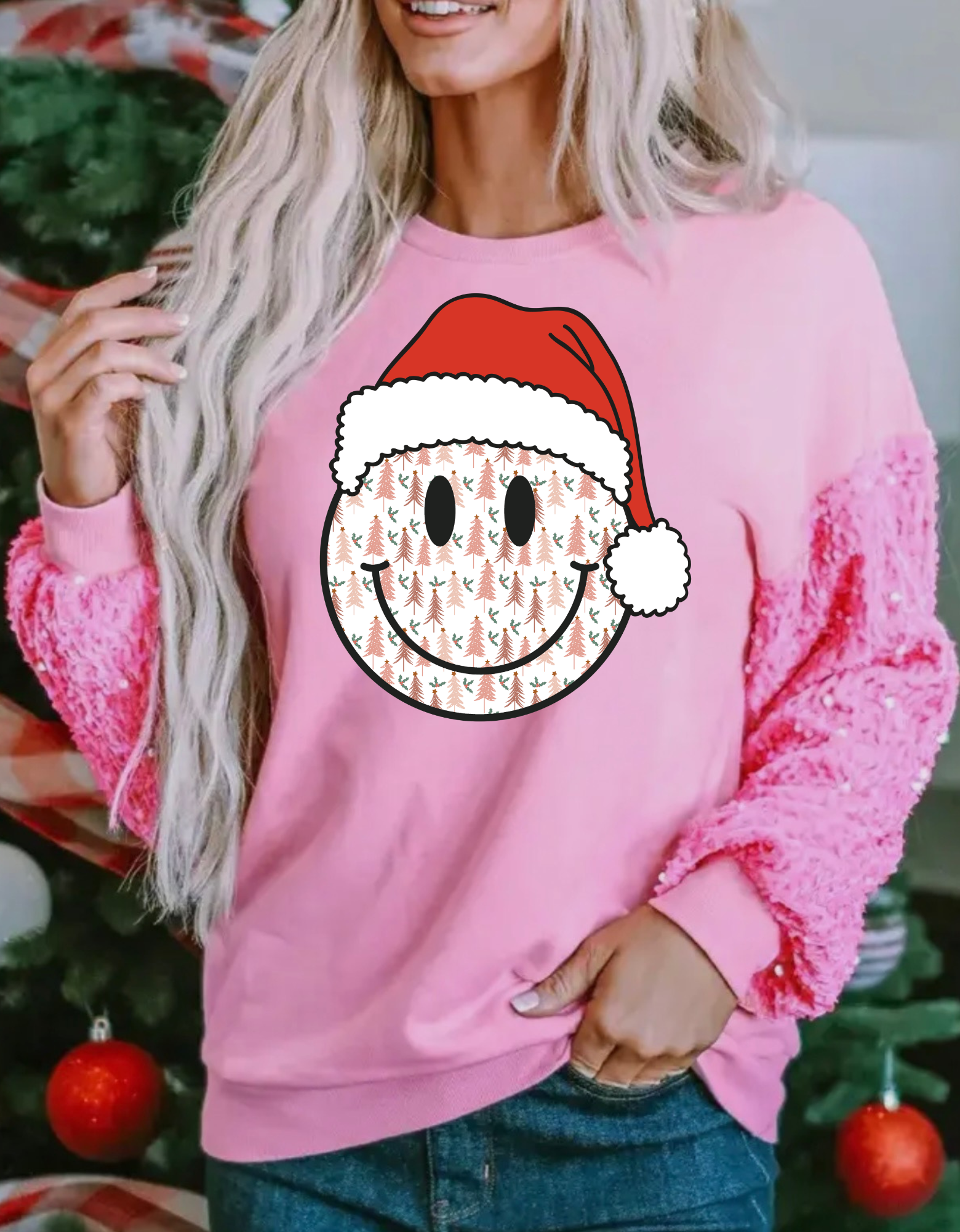 Christmas Smiley with Santa Hat