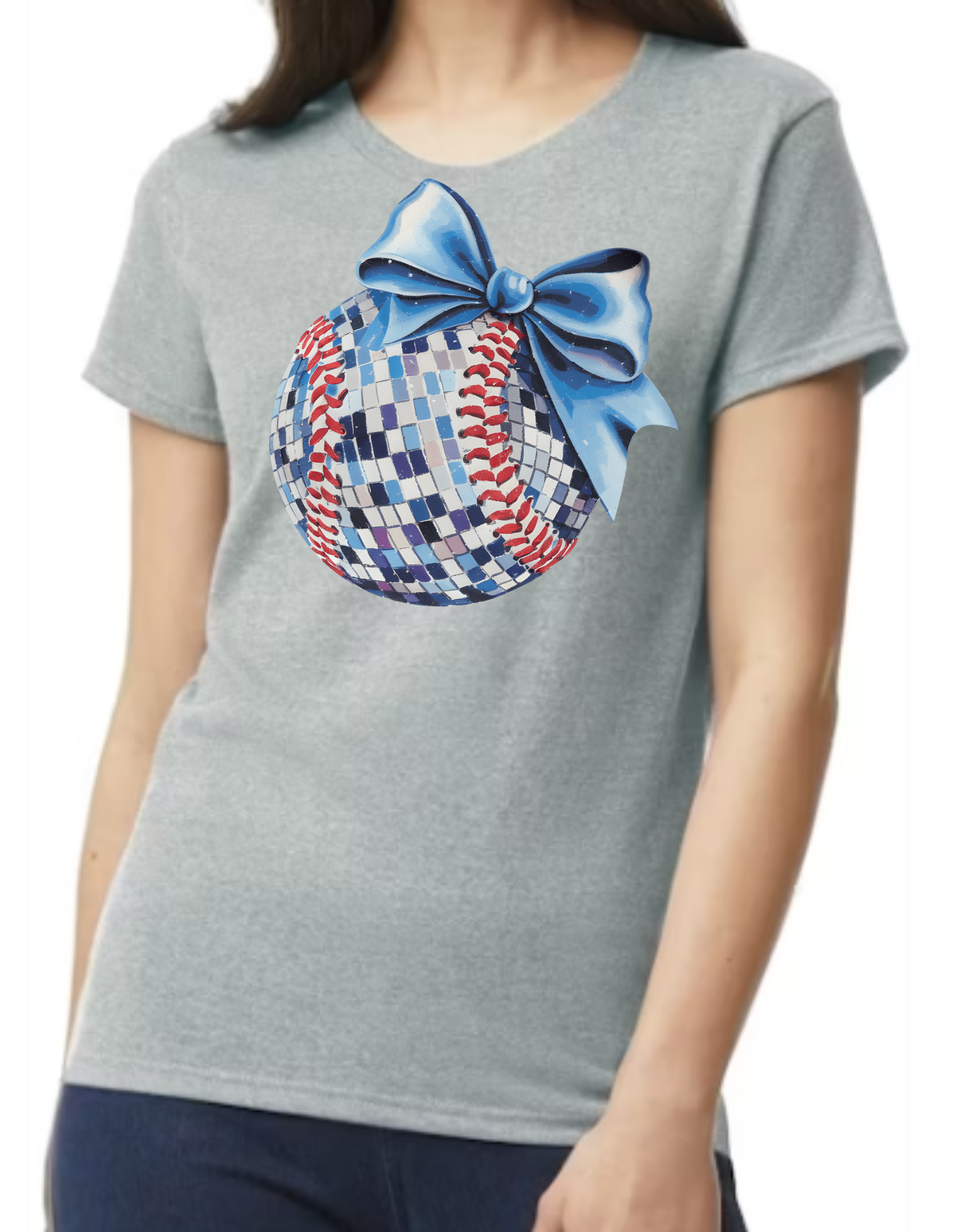 Blue Disco Baseball with Bow