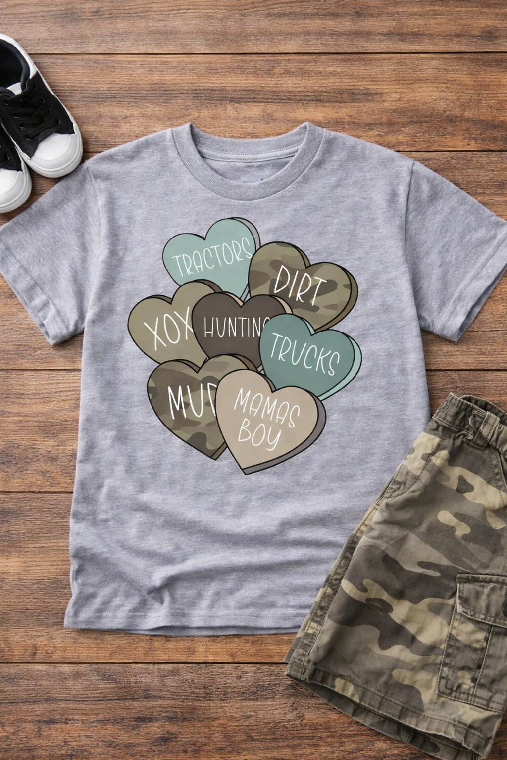 Camo Boys Valentines Hearts