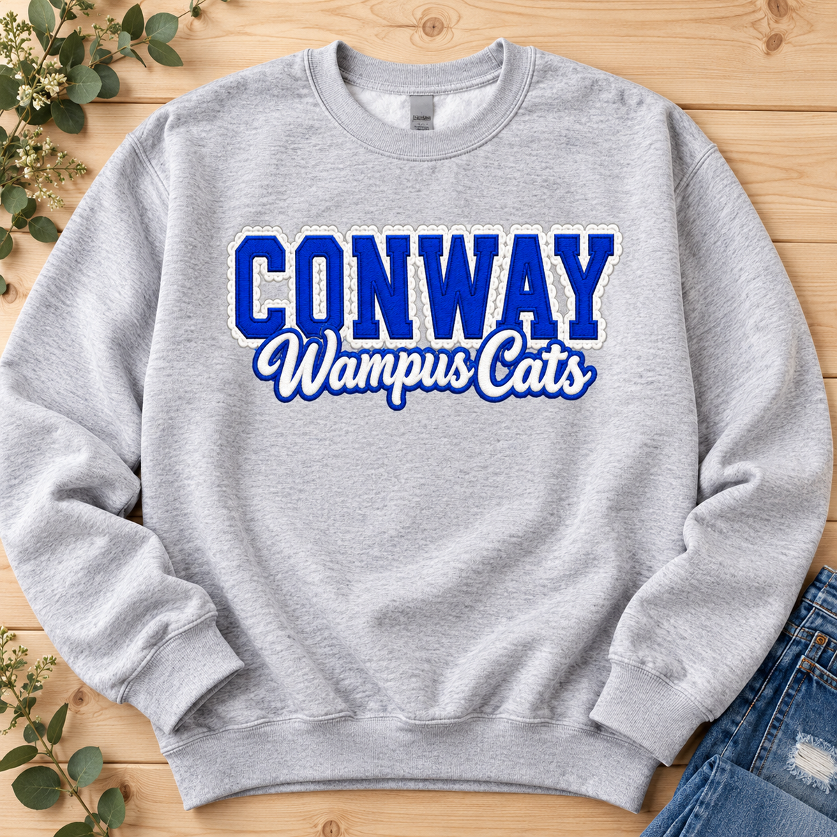 Wampus Cat Faux Embroidery Scalloped Trim