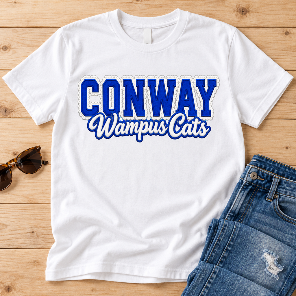 Wampus Cat Faux Embroidery Scalloped Trim