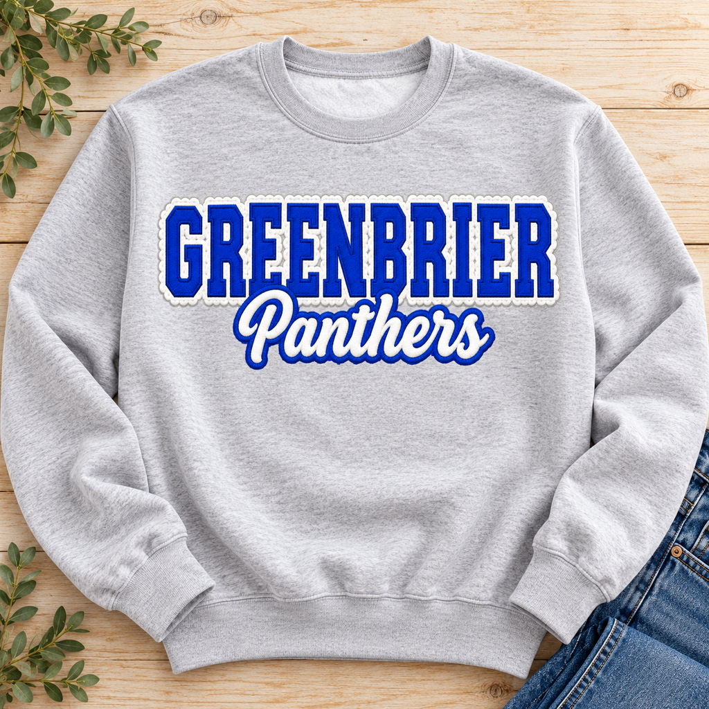 Greenbrier Panthers Faux Embroidery Scalloped Trim