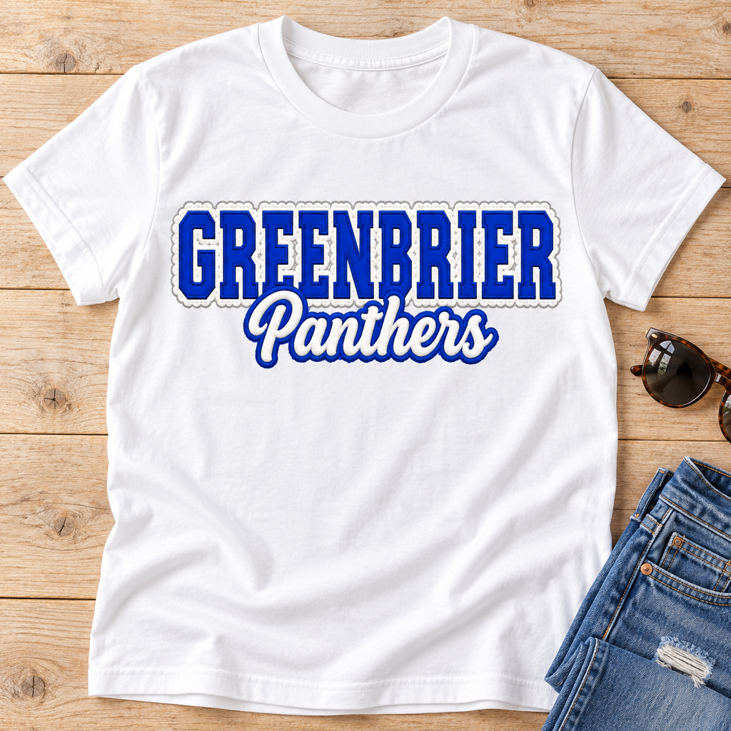 Greenbrier Panthers Faux Embroidery Scalloped Trim