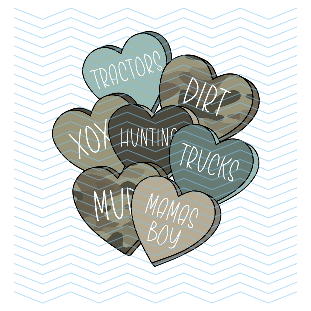 Camo Boys Valentines Hearts