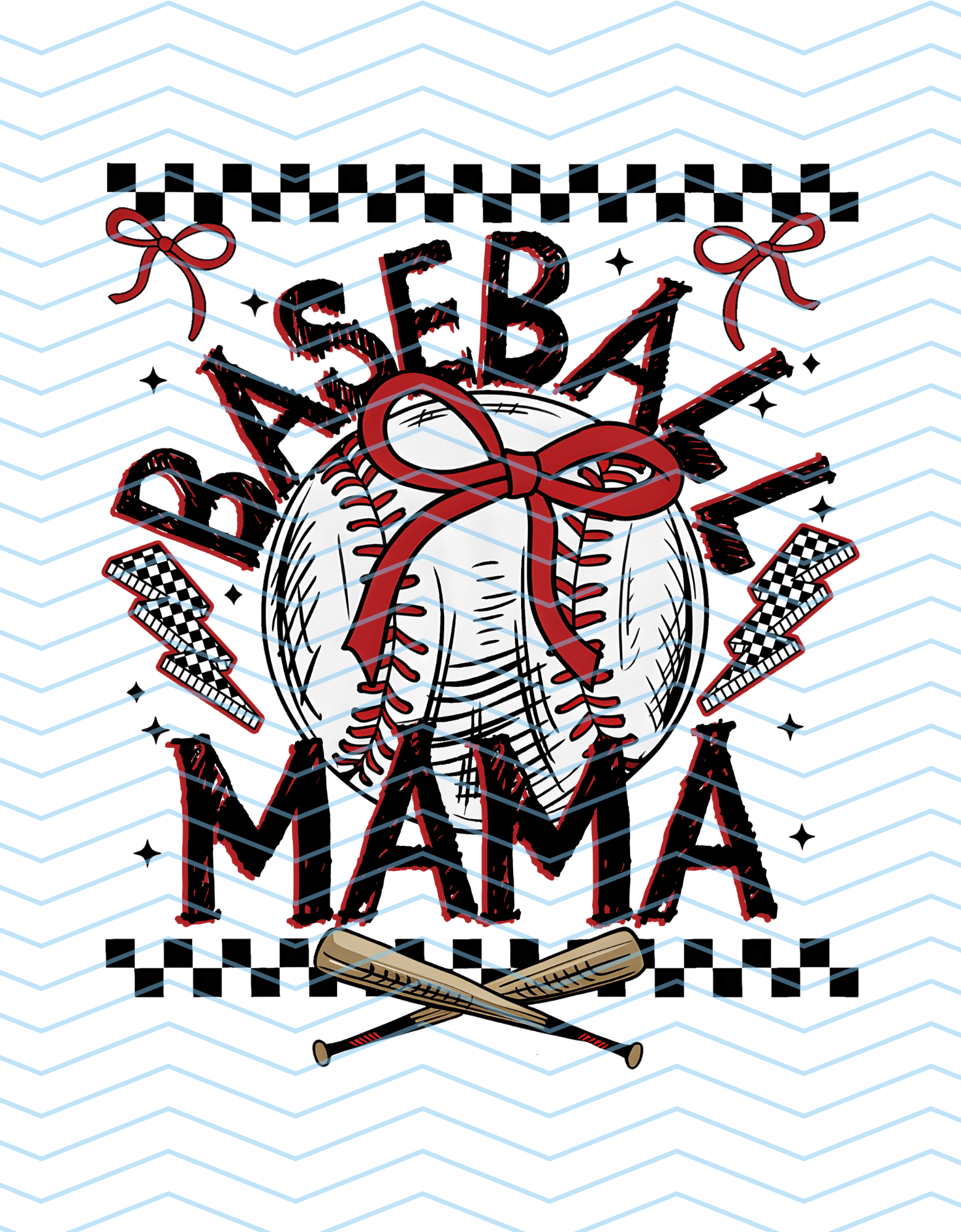 Distressed Baseball Mama Checkers