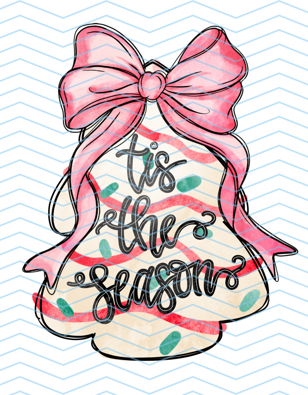 Christmas Cake Vintage Pink Bow