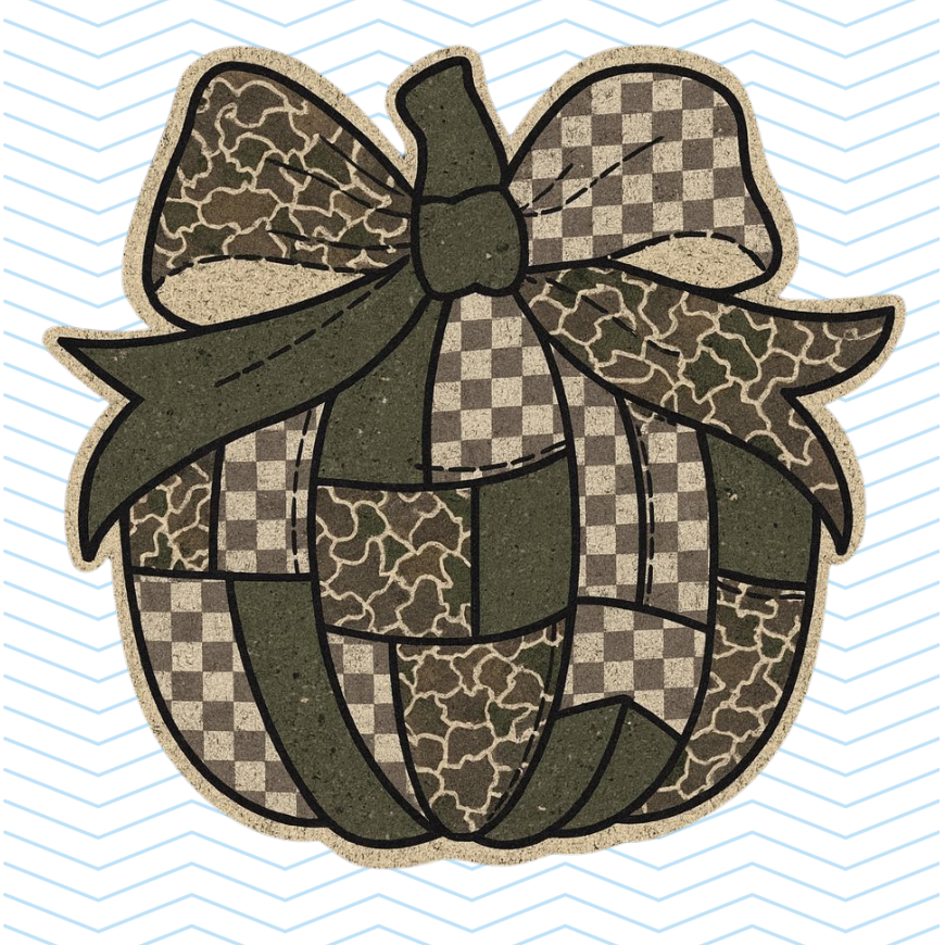 Camo Pumpkin with Bow
